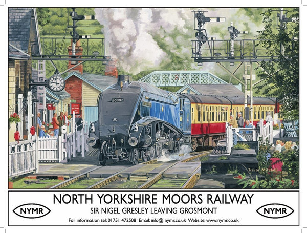 north-yorkshire-moors-railway-grossmont-blue-locomotion-train-at-station-and-level-crossing-metal-steel-wall-sign