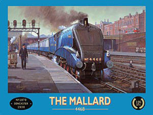 the-mallard-in-the-train-station-4468-doncaster-blue-train-locomotion-steam-engine-station-porter-retro-vintage-advert-for-house-home-bar-pub-or-shop-metal-steel-wall-sign