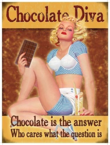 Chocolate Diva, Chocolate is the answer, who cares  Metal/Steel Wall Sign