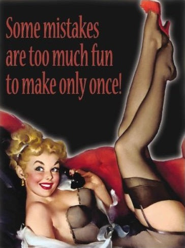Some Mistakes, Funny/Comedy, Pin-up Girl, Joke YOLO. Small Metal/Steel Wall Sign