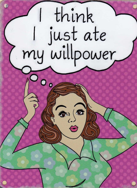 I think I just ate my willpower. Funny, retro, Humour.  Fridge Magnet