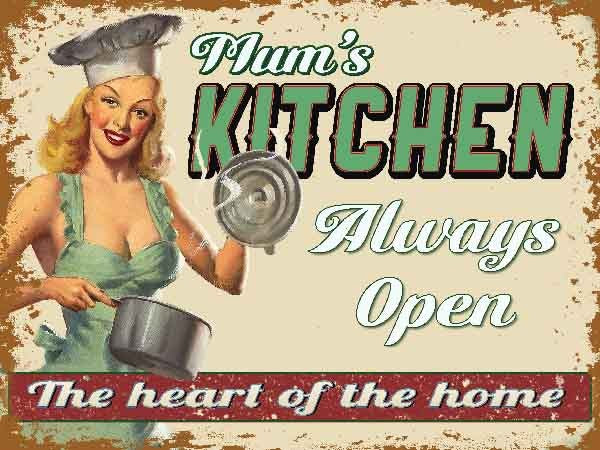Mum's Kitchen Always Open. The Heart of the Home, Small Metal/Steel Wall Sign