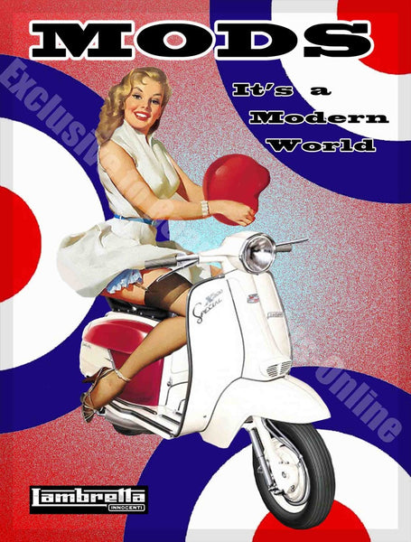 mods-it-s-a-modern-world-target-scooters-pin-up-girl-retro-garage-metal-steel-wall-sign