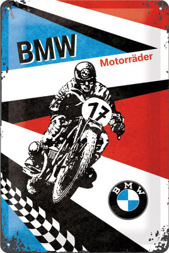 BMW Motorrader, Motorcycle, Bike Rider, Motorsport, Vintage Racing, 3D Steel Wall Sign