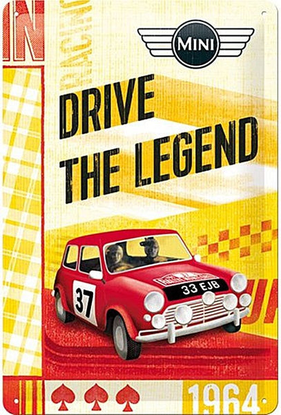 mini-drive-the-legend-racing-car-rally-old-garage-3d-metal-steel-wall-sign