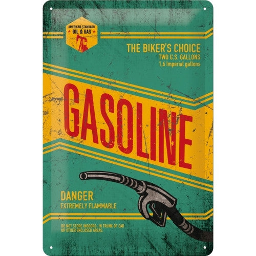 american-gasoline-petrol-old-vintage-garage-retro-gas-the-biker-s-choice-hose-pump-yellow-and-green-automotive-ideal-for-house-home-bar-pub-shop-garage-man-cave-shed-petrol-station-or-diner-3d-metal-steel-wall-sign
