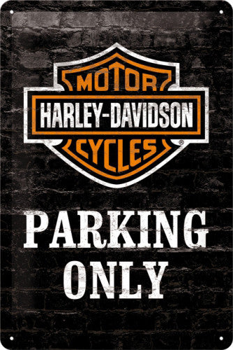 harley-davidson-motor-cycles-parking-only-badge-logo-on-black-brick-wall-ideal-for-house-home-garage-drive-shed-man-cave-pub-or-bar-iconic-american-bikes-seen-in-films-such-as-easy-rider-hog-chopper-3d-metal-steel-medium-wall-sign
