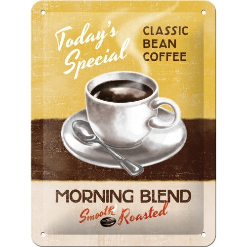 morning-blend-classic-bean-coffee-smooth-roasted-today-s-special-black-coffee-cup-spoon-and-plate-american-in-design-classic-retro-old-vintage-ideal-for-coffee-shop-cafe-pub-bar-or-kitchen-3d-metal-steel-wall-sign