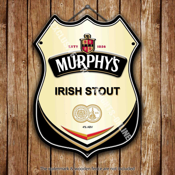 murphy-s-irish-stout-advertising-bar-old-pub-drink-pump-badge-brewery-cask-keg-draught-pint-alcohol-shield-shape-metal-steel-wall-sign