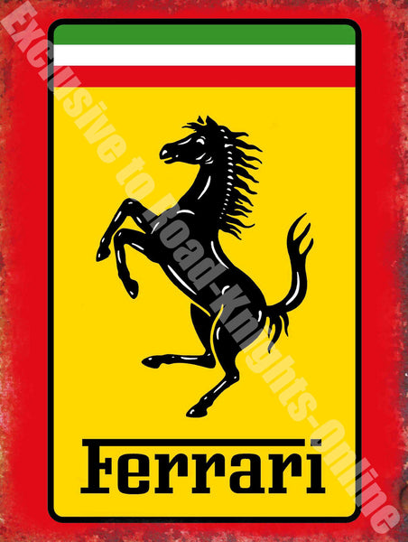 Ferrari Badge Logo Car Racing Team. Black Stallion. Metal/Steel Wall Sign