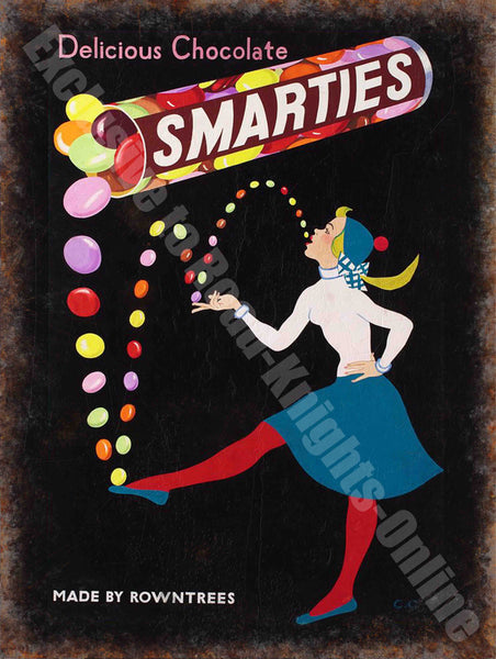 Smarties Rowntrees Delicious Chocolate Sweets Candy Metal/Steel Wall Sign