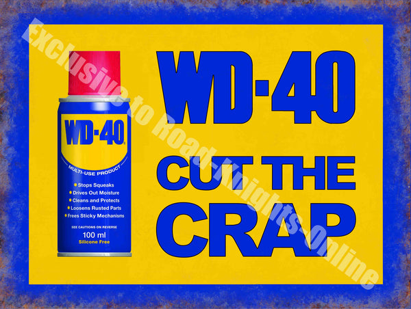 WD-40 Vintage Garage Advertising Oil Car Bike Shed W Small Steel Wall Sign