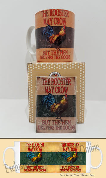 Rooster May Crow Funny Comedy Chicken Kitchen Tea Coffee Mug Magnet Gift Set