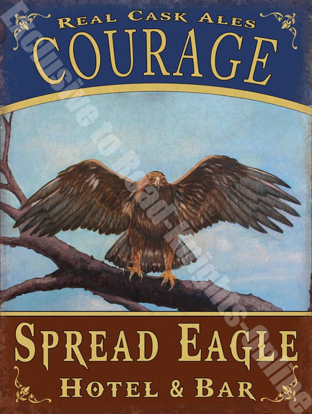 eagle-hotel-funny-courage-cask-ale-beer-old-pub-bar-sign-metal-steel-wall-sign