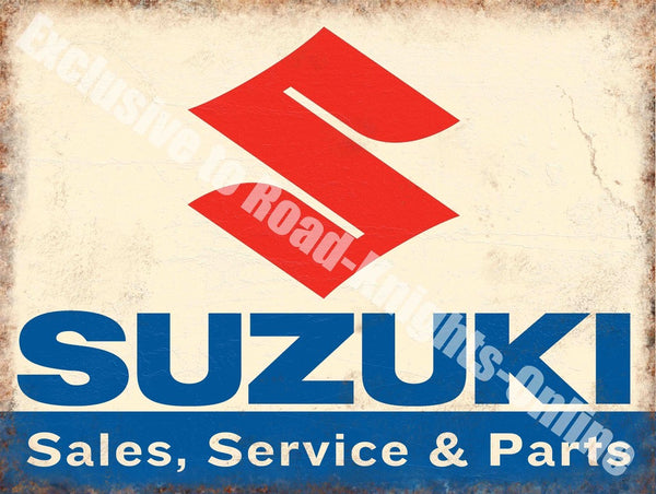 suzuki-sales-service-parts-motorcycle-car-metal-steel-wall-sign