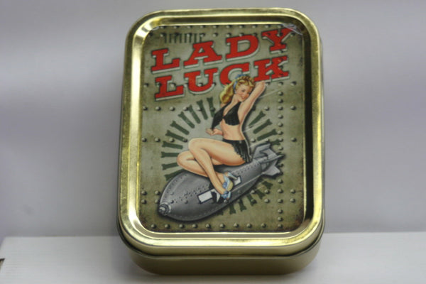 lady-luck-sexy-pinup-taking-top-off-sat-on-a-bomb-ww2-wwii-aeroplane-airplane-art-retro-old-vintage-gold-sealed-lid-2oz-tobacco-storage-tin