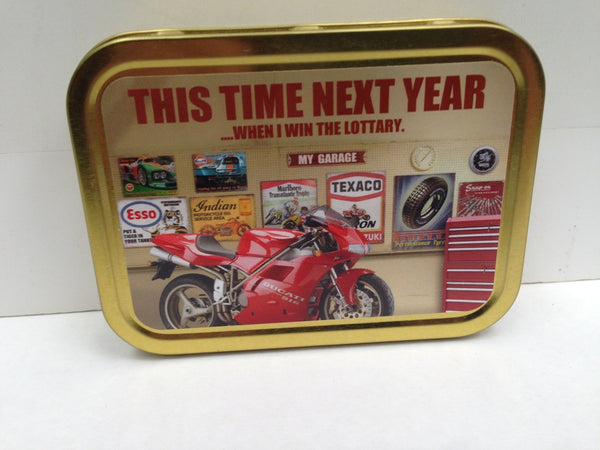 this-time-next-year-when-i-win-the-lottery-ducati-916-red-my-garage-bike-lottery-win-garage-gold-sealed-lid-2oz-tobacco-storage-tin